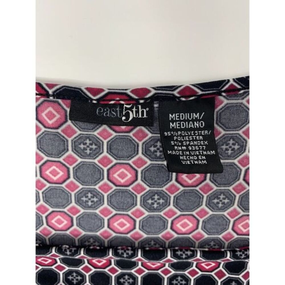 East 5th Black & Pink Geometric Pattern Long Sleeve Women's Top Size Medium - Picture 4 of 7